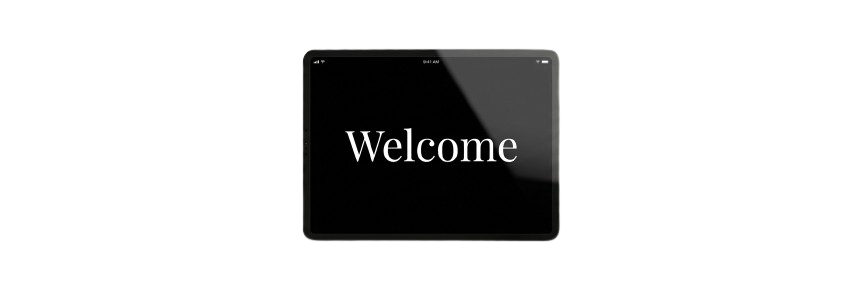 Tablette d'accueil Welcome — service Meet & Greet personnalisé Transfer by Cab à l'aéroport Nice