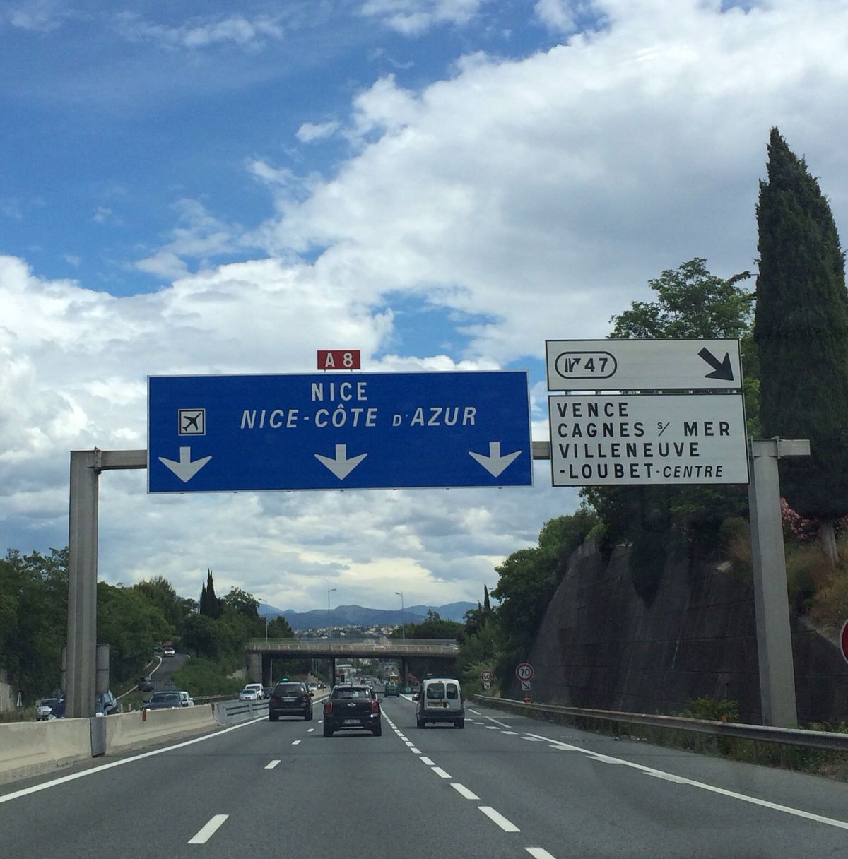 Transfert autoroute A8 vers la Côte d’Azur